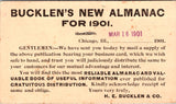 IL, CHICAGO - H E Bucklen & Co - 1901 Almanac - Postal Card (original SOLD) 2k0921