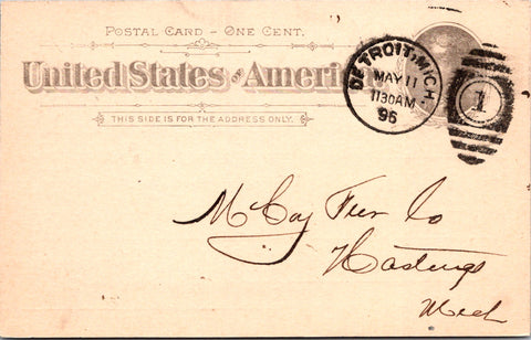 MI, Detroit - SMITH, DAY & CO - Chairs and Spring Beds - Receipt - Postal Card -