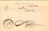 NV, Reno - BANK OF NEVADA  - to Bullion & Ex Bank - receipt - Postal Card - 2k09