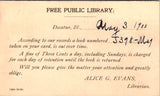 IL, DECATUR - Free Public Library - Alice G Evans, Librarian - Postal Card - 2k0