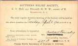 DC, Washington - SOUTHERN RELIEF SOCIETY - 1900 Meeting - Postal Card - 2k0952