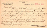 NY, Rochester - GLEN BROTHERS NURSERYMEN - Claim vs E Lawrance - Postal Card - 2