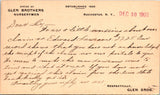 NY, ROCHESTER - Glen Brothers Nurserymen - Claim vs E Lawrance - Postal Card - 2
