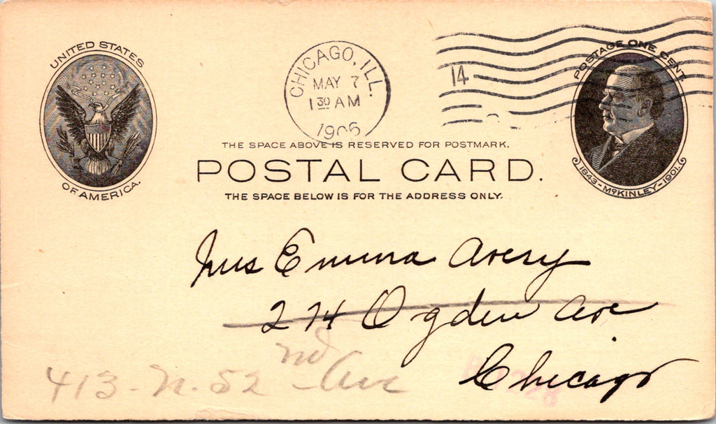 IL, CHICAGO - Millard Chapter, No 349, O E S - 1906 Meeting - Postal Card - 2k09