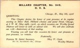 IL, Chicago - MILLARD CHAPTER, NO 349, O E S - 1906 Meeting - Postal Card - 2k09