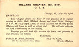 IL, CHICAGO - Millard Chapter, No 349, O E S - 1906 Meeting - Postal Card - 2k09