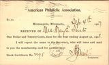 MN, Minneapolis - AMERICAN PHILATELIC ASSOC - $1.20 year dues - Postal Card - 2k0980