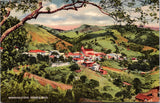 PR, Barranquitas - bird eye view linen postcard - 2k1329