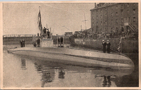 Ship Postcard - UC5 - Mine Layer Submarine in port postcard - 2k1351