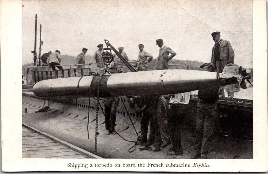 Ship Postcard - XIPHIA - shipping a torpedo on board (original SOLD) 2k1363