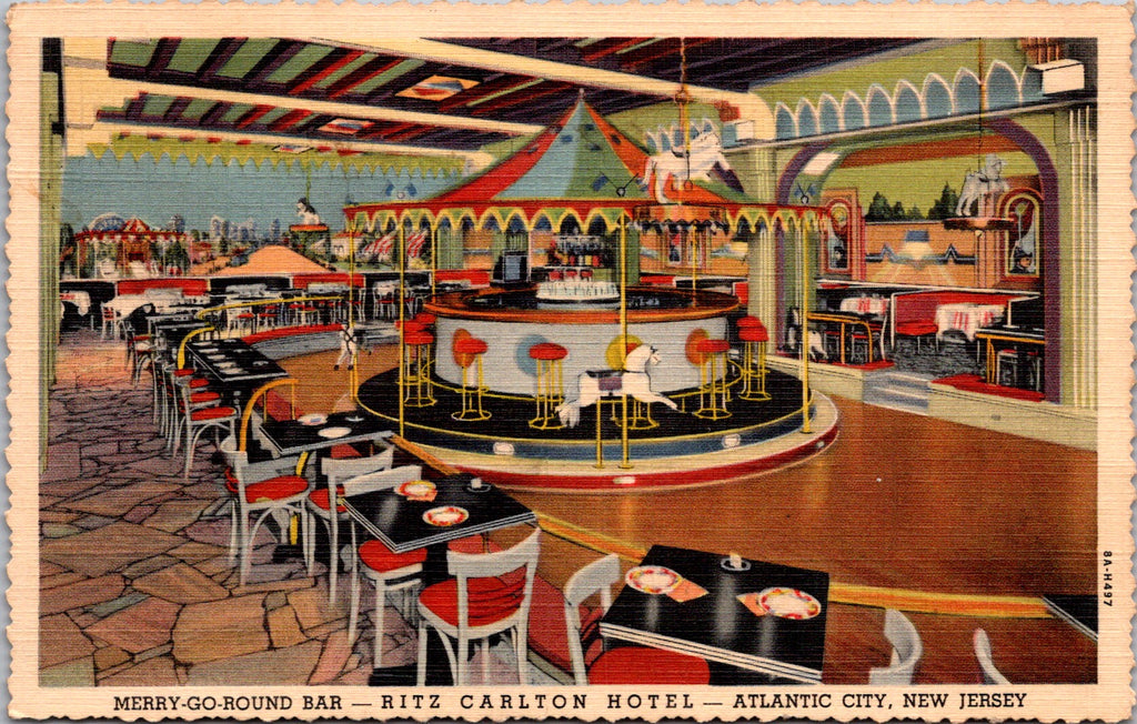 NJ, Atlantic City - Ritz Carlton Hotel - MERRY GO ROUND BAR postcard - 2k1426