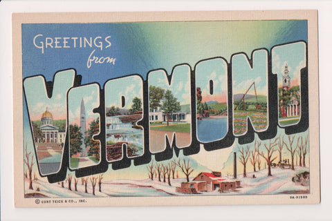 VT, VERMONT - Large Letter greetings - Curt Teich - 400027
