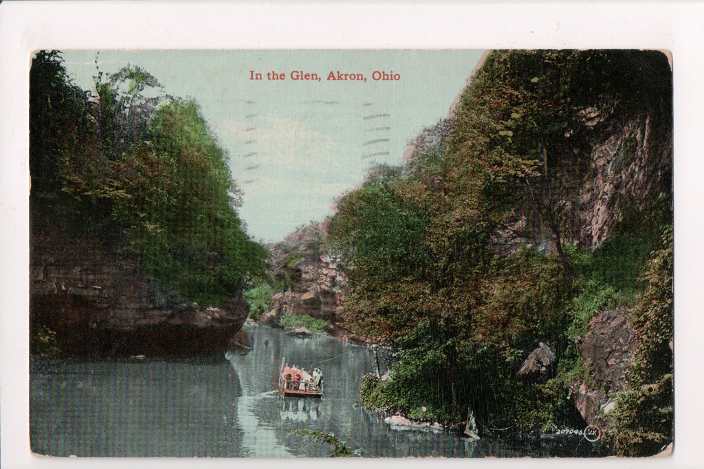 OH, AKRON - In the Glen - rope pulling ferry - @1911 postcard - 400088