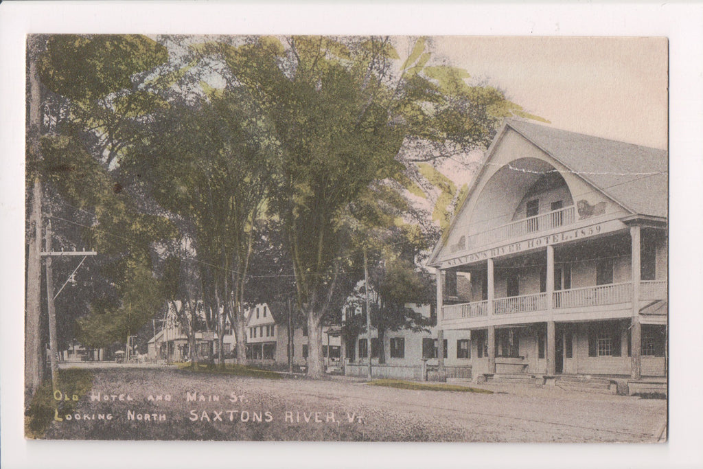 VT, Saxtons River - Main St and Hotel - vintage postcard - 500021