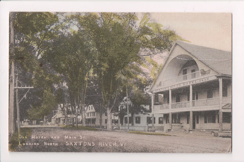VT, SAXTONS RIVER - Main St and Hotel - vintage postcard - 500021