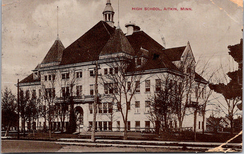 MN, Aitkin - High School - 1910 H Hamm Co postcard - 500415