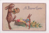 Easter postcard - humanized rabbit playing symbols, marching - 500477