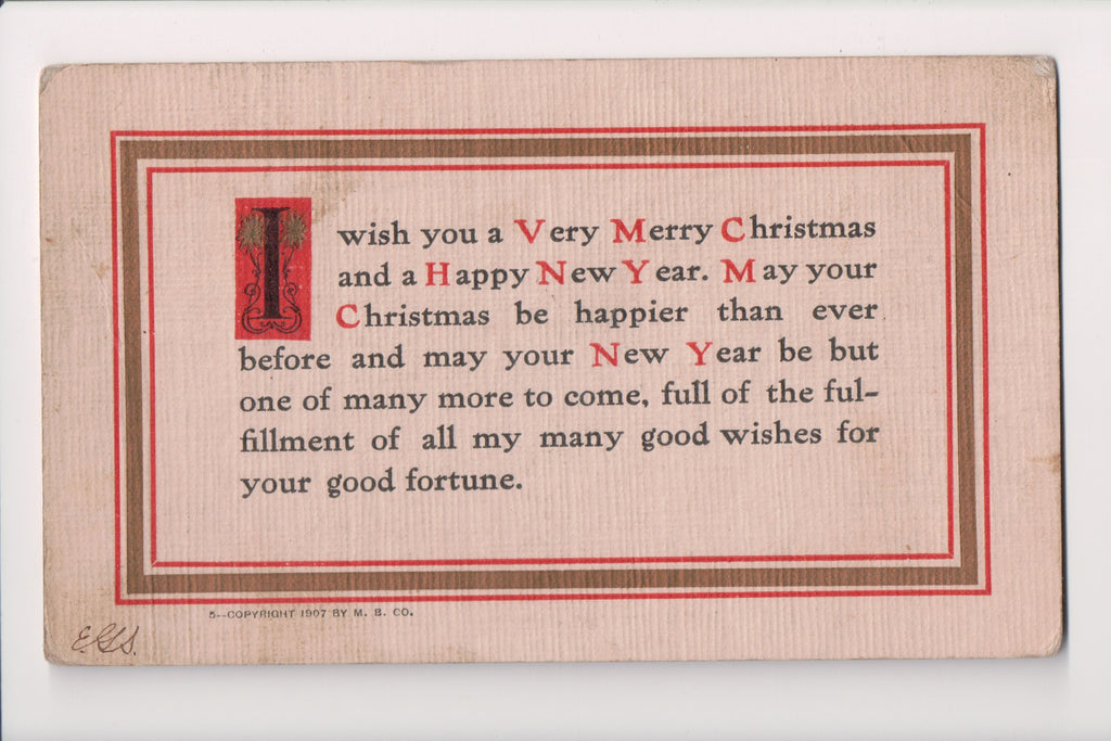 Xmas - Verse - Mutual Book Co - @1907 postcard - 500526