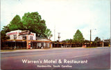 SC, HARDEEVILLE  - Warrens Motel, Restaurant postcard - 500543