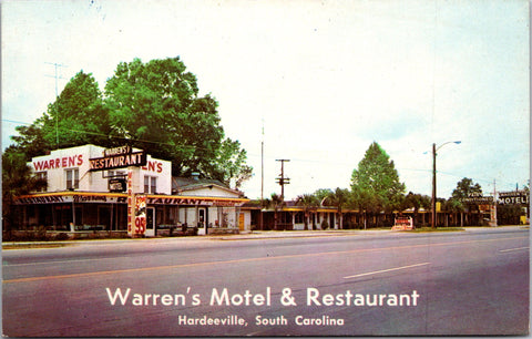 SC, HARDEEVILLE  - Warrens Motel, Restaurant postcard - 500543