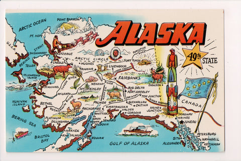 AK, Alaska - STATE MAP postcard - 500669
