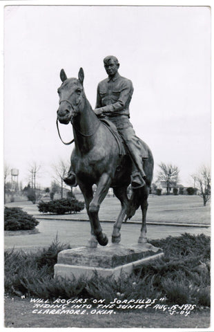 OK, CLAREMORE - Will Rogers on Soapsuds closeup - RPPC - A12027