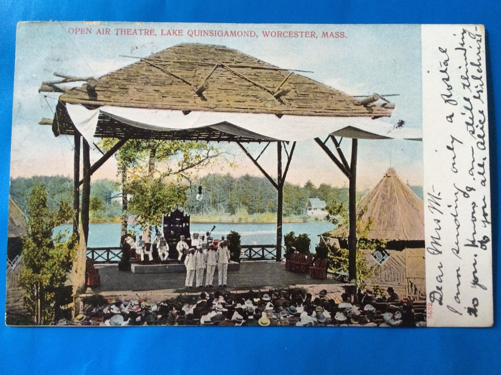 MA, Worcester - Open Air Theatre, Lake Quinsigamond - postcard - H15018