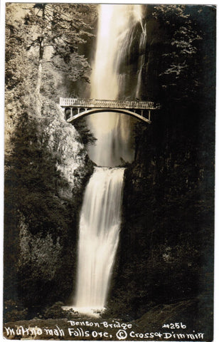 OR, Multnomah Falls - Benson Bridge - Cross and Dimmitt RPPC postcard - R00325