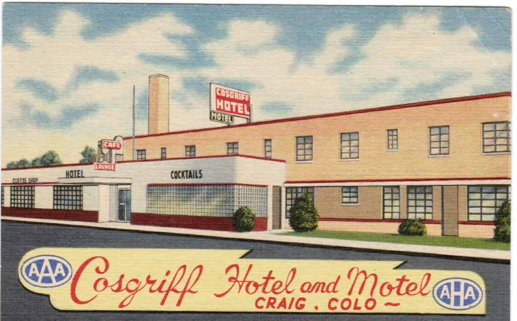 CO, Craig - Cosgriff Hotel and Motel linen postcard - B08167