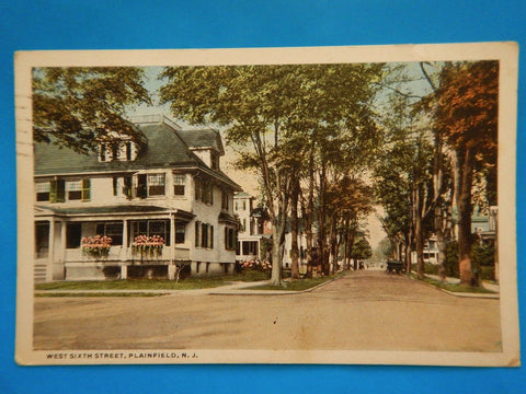 NJ, PLAINFIELD - West Sixth Street view postcard - D08148