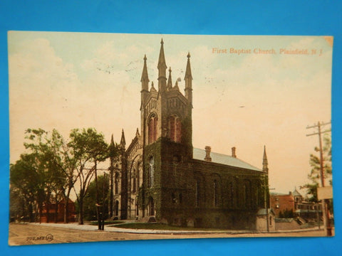 NJ, PLAINFIELD - First Baptist Church postcard - H15077