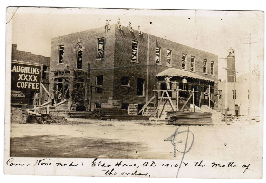 CO, SALIDA - Elks Home under construction in 1910, workers (original SOLD) J04253