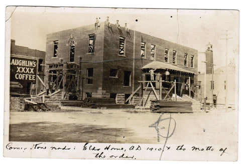 CO, Salida - Elks Home under construction in 1910, workers - RPPC - J04253
