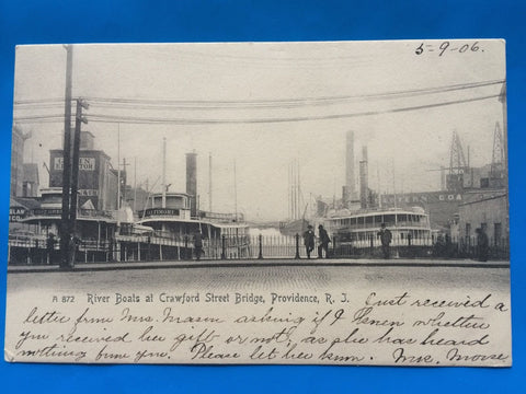 RI, PROVIDENCE - Crawford St Bridge, River Boats (original SOLD) H15073