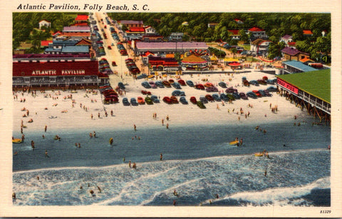 SC, FOLLY BEACH - Atlantic Pavilion from above incl Folly Pier (original SOLD) 605232