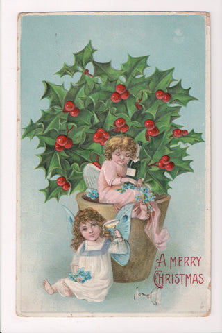 Xmas - little angel holding a bottle of champagne, girl with butterfly wings - 6