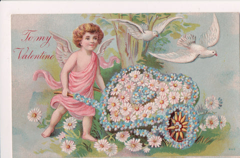 Valentine postcard - To my Valentine - flower wheelbarrow - 606274