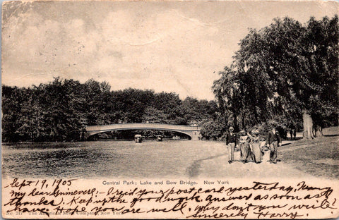 NY, NEW YORK CITY - Central Park, Bow Bridge, people etc - 1905 postcard - 700200