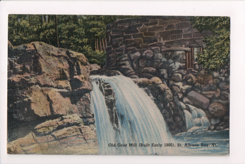 VT, St Albans Bay - Grist Mill - @1951 vintage postcard - 800151