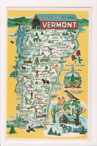 VT, VERMONT - STATE MAP postcard - 800337