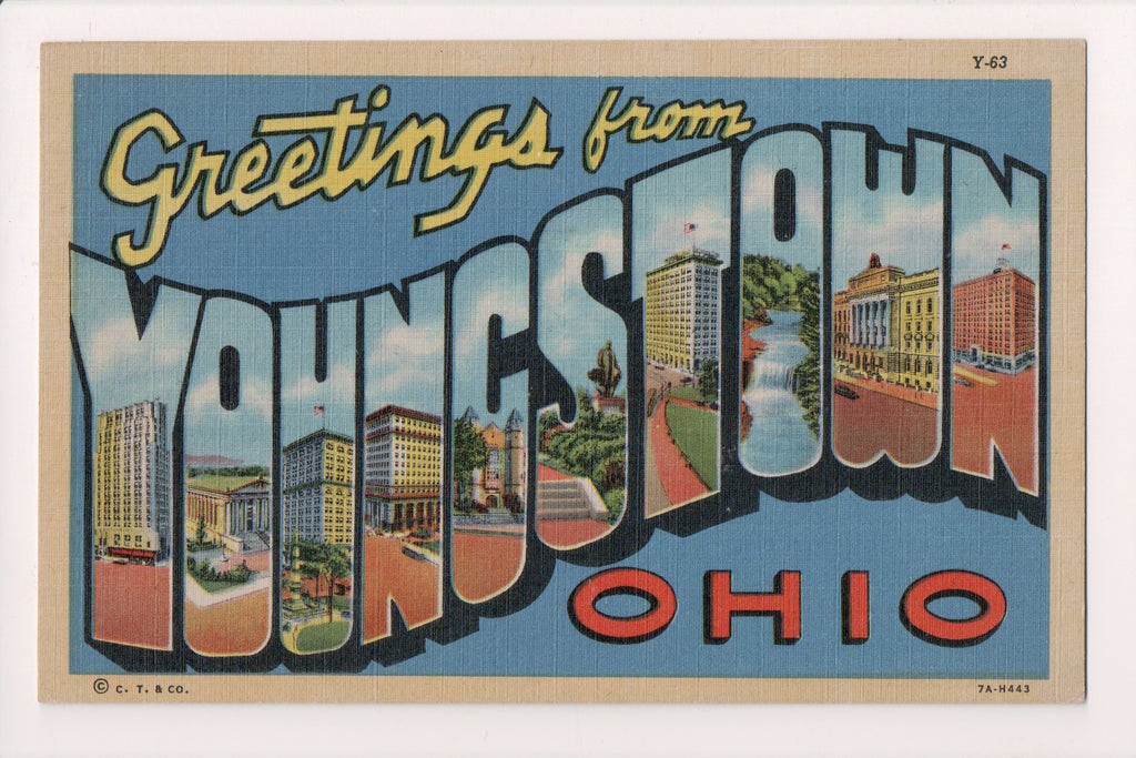 OH, YOUNGSTOWN - Large Letter greetings - Curt Teich - A04023