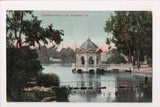 CA, LOS ANGELES - Eastlake Park, gazebo, man - Newman postcard - A04099