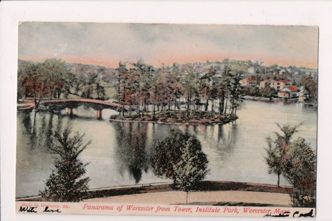 MA, Worcester - Panarama view from tower, Institute Park - A04116