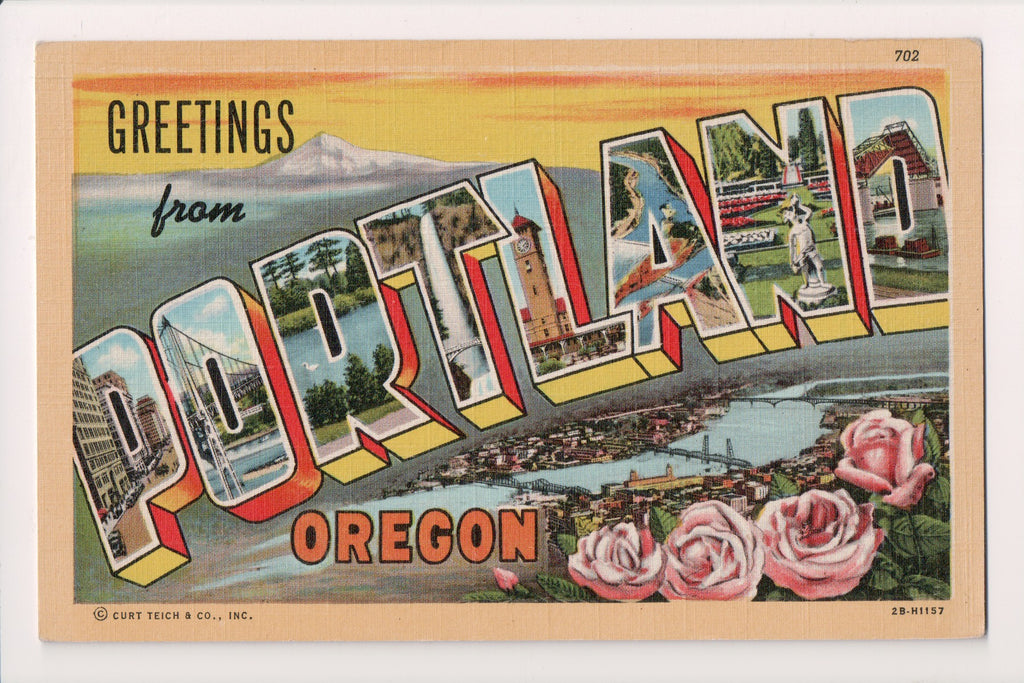 OR, Portland - Large Letter greetings - Curt Teich - A06154