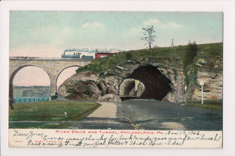 PA, Philadelphia - River Drive, Tunnel closeup, 1906 postcard - A06479