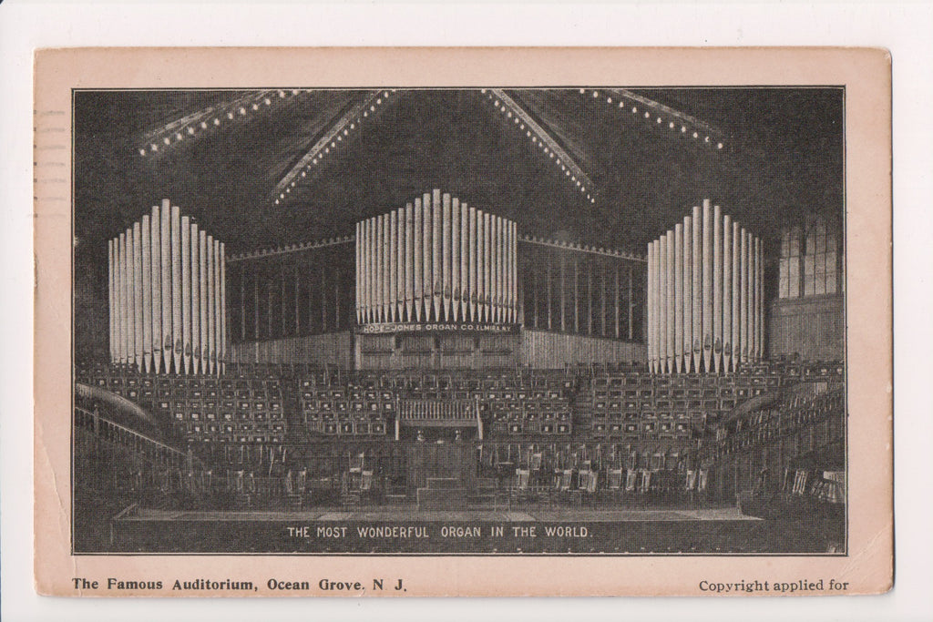 NJ, OCEAN GROVE - Most Wonderful Organ in world postcard - A06934