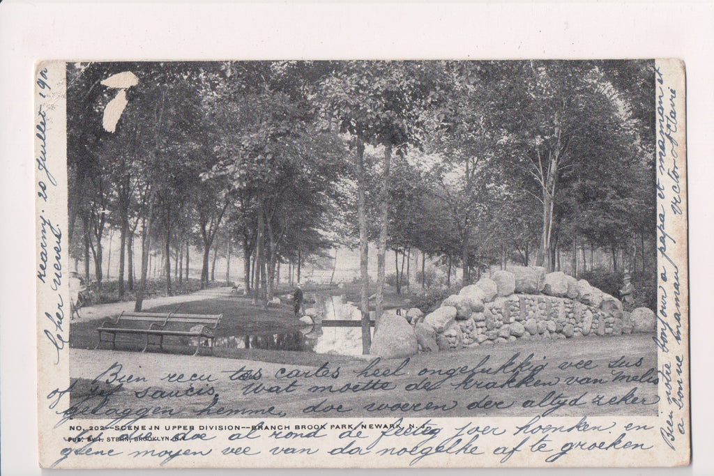 NJ, NEWARK - Branch Brook Park scene postcard - A06936