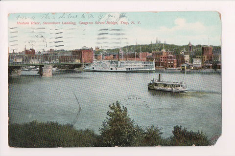 NY, Troy - Congress St Bridge, Steamboat City Troy, Landing - A07108