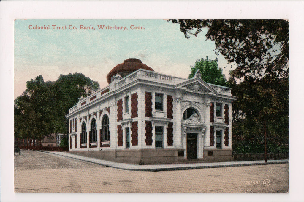CT, WATERBURY - Colonial Trust Co Bank @1912 postcard - A10014