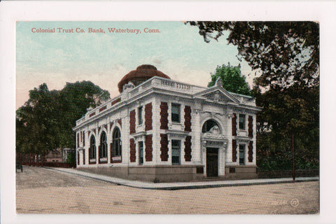 CT, WATERBURY - Colonial Trust Co Bank @1912 postcard - A10014